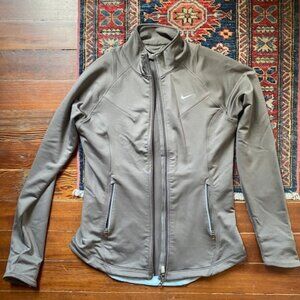 Nike FIT DRY Womens Full Zip Taupe Running Jacket. Size Small (4-6)